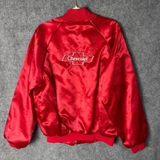 Vtg Hartwell Jacket Men's Large Red Satin Full Zip Lined Made in USA Bomber READ