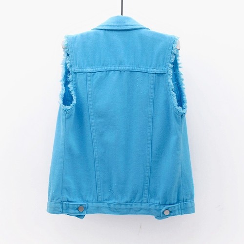 Waistcoat Top Women Jeans Sleeveless Jacket Casual Fashion Denim Vest Coat - Picture 5 of 9
