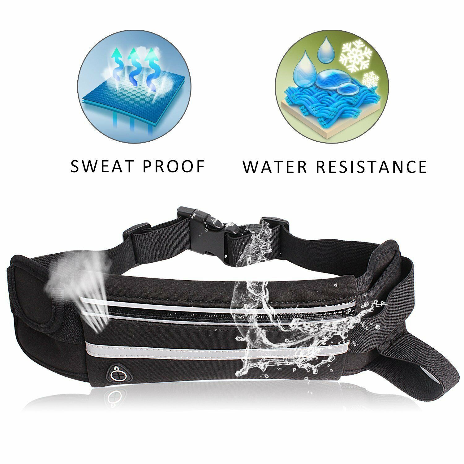 Waterproof Sport Runner Waist Bum Bag Running Jogging Belt Pouch Zip Fanny Pack