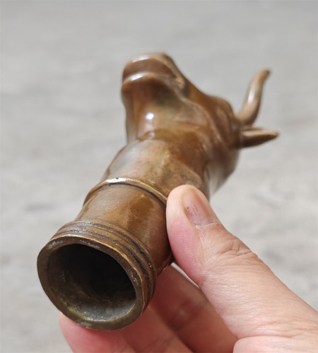 Antiguo Zodiaco Victoriano Gran Bronce Ganado Toro Cabeza Caminar Manija - Imagen 6 de 7