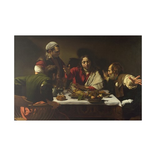 La Cena di Emmaus, Caravaggio, 1601, Stampa artistica da parete su tela barocca italiana - Foto 10 di 15