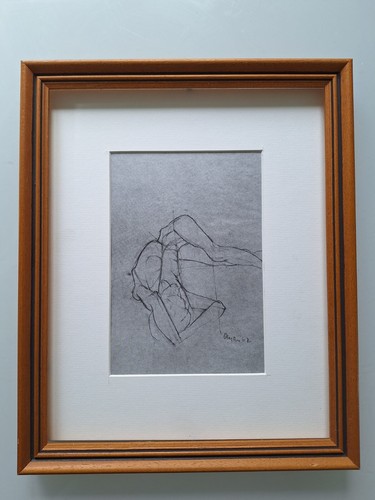 Dessin ancien personnage 1962 signé.Tableau encadré.Antique drawing portrait - Picture 1 of 7