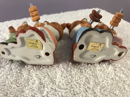 Homco Figurines set of 2 bear family roasting hot dogs OH4012 - Picture 8 of 9
