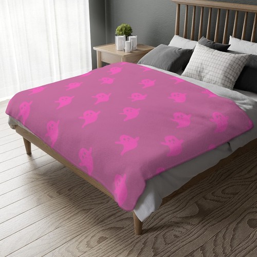 Pink And White Viral Ghost Throw Blanket, Pink Halloween Ghost Blanket - Bild 6 von 16