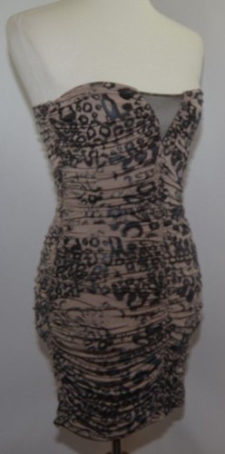 Abito da sera donna FORVEVER 21 senza spalline leopardato stampa animalier sexy club M - Foto 8 di 9