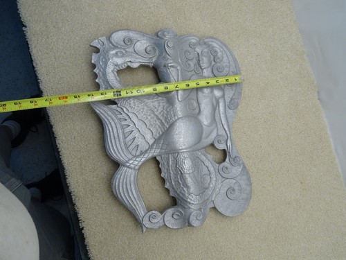 Vintage Rare Unique Large Mermaid & Seahorse Art Deco Aluminum Pole Mount Figure - Picture 21 of 23