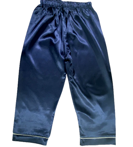 Blue Kids Satin Pajamas Set Soft 2-Piece Button Down Sleepwear for Boys & Girls - Picture 3 of 3