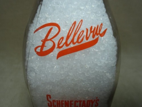 Bellevue Dairy Color Pyro Quart Milk Bottle Schenectady NY - Picture 4 of 7