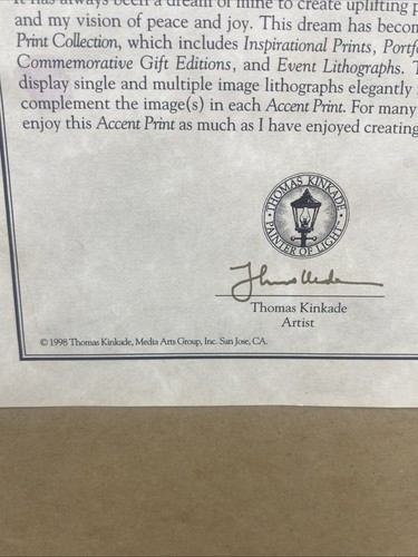 1998 Thomas Kinkade Simpler Times Framed Accent Print Certificate Authenticity - Picture 15 of 24