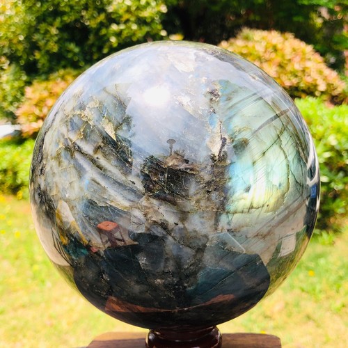 10.64LB Natural Labradorite Ball Rainbow Quartz Crystal Sphere Gem Reiki Healing - Picture 5 of 17