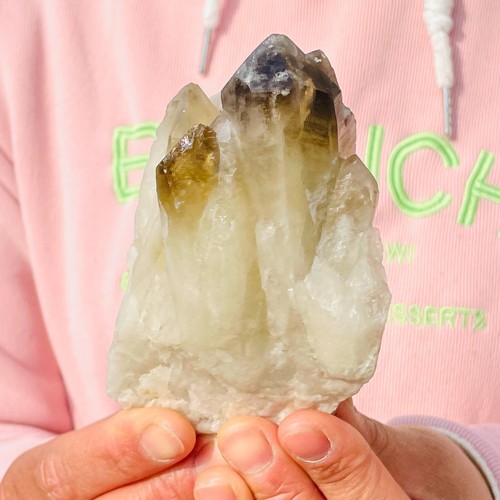 450 g natürlicher klarer rauchiger Citrin Quarz Kristall Cluster Mineral Probe Heilung - Bild 4 von 11