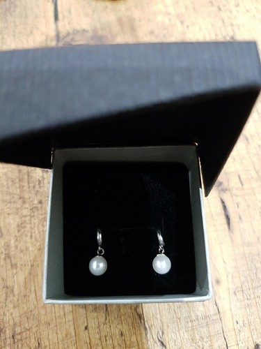 Schöne klassische 925 Sterling Silber Perlen Ohrhänger/Hänger Ohrringe Neu - Bild 4 von 5