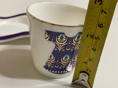 6 abiti blu caftano turco caftano tazza da caffè espresso con vassoio snack souvenir - Foto 10 di 12