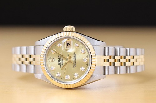 ROLEX LADIES DATEJUST 79173 CHAMPAGNE DIAMOND DIAL 18K GOLD STEEL TWO TONE WATCH - Picture 3 of 9