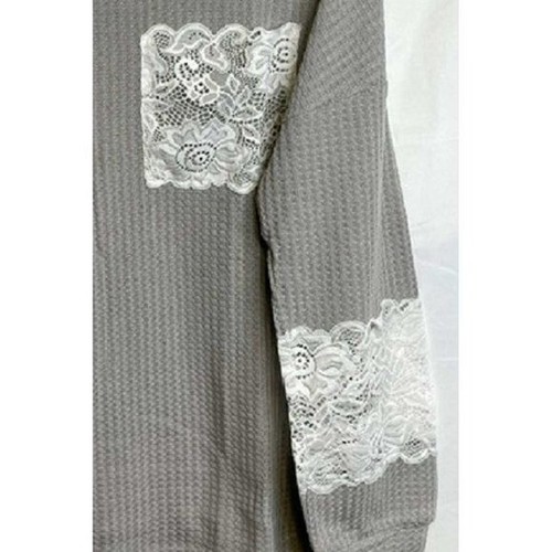 Top de punto de gofres Patchwork de encaje 4X (5556) - Imagen 2 de 4