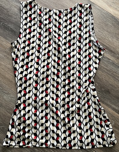 White House Black Market ärmellos Damen S Stretch Faux Wickeloptik geometrisches Muster - Bild 6 von 12