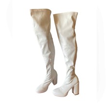 Women’s Hight Tight Boot White Boot Faux Leather Size 8