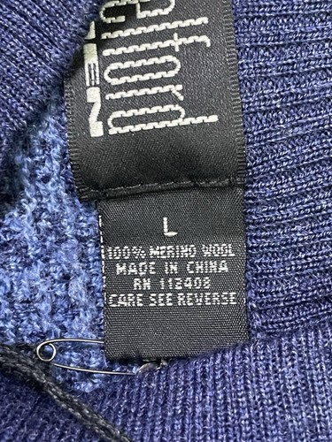 Vintage BELFORD Merino Wool Grandpa Cardigan Sweater Buttons Blue MENS LARGE NEW - Picture 7 of 12