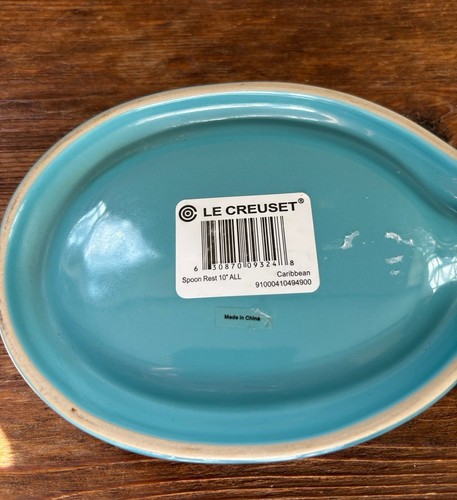 Le Creuset Ceramic Full Spoon Rest Ombré Teal Caribbean Original Sticker - Picture 6 of 6