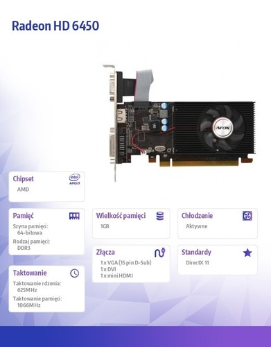 4897033780445 Graphics card Radeon HD 6450 1GB DDR3 64Bit DVI HDMI VGA LP Fan AF - Picture 2 of 2