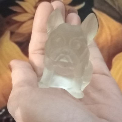 Frosted Glass French Bulldog Figurine Dog Animal Glass Collectible Figurine