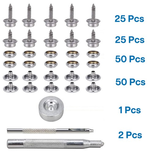 Kit de 153 piezas de botones a presión tornillo broches de presión sujetador grado marino 3/8 5/8 enchufe - Imagen 5 de 6
