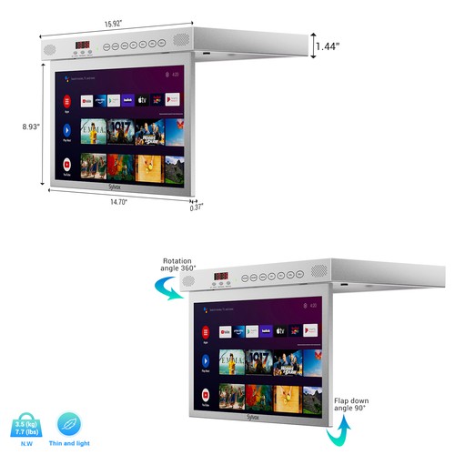 15.6 Zoll ±180° drehbar Google TV Küchen Faltbar Fernseher - Bild 2 von 6