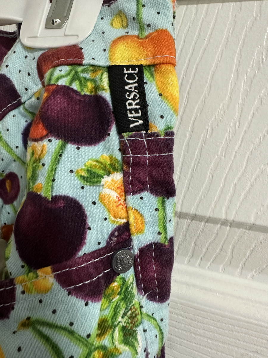 Authentic Vintage 1990s Versace Jeans Couture "Tutti Frutti" Cherry & Peach Prin View 4