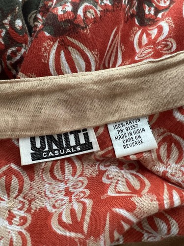 Gonna midi vintage Uniti boho hippie rayon marrone verde arancione stampa paillettes oro India - Foto 7 di 9