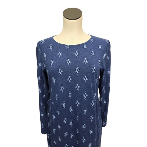 Pure Jill J. Jill Blue Tunic Pima Cotton Dress with Pockets Size Large Petite - Picture 5 of 12