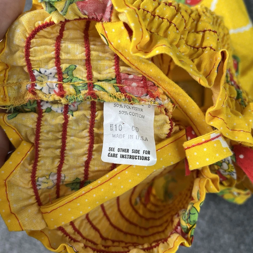 Vestido De Colección Años 70 Fresa Niños Niñas Juniors Amarillo Hippy Talla 10 Foto 3 de 4