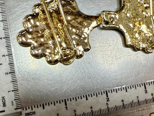 Scallop Clam Shell Interlocking Two Piece Vintage Gold Tone Belt Buckle - Picture 8 of 20