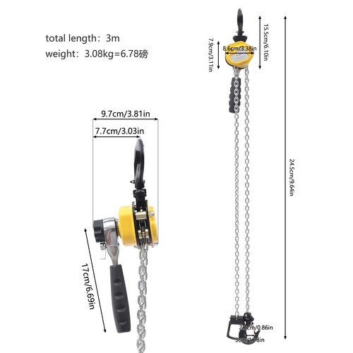 1/4 Ton 550LB 10Ft Lift Lever Block Mini Chain Hoist Come Along Puller Iron NEW - Picture 2 of 9