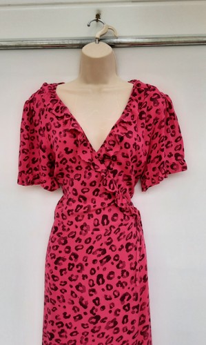 WRAPOVER LONG DRESS,HIPPIE,BOHO,GYPSY,PINK,60S,70S,80S RETRO STYLE,NEXT,SIZE 16 - Picture 4 of 11