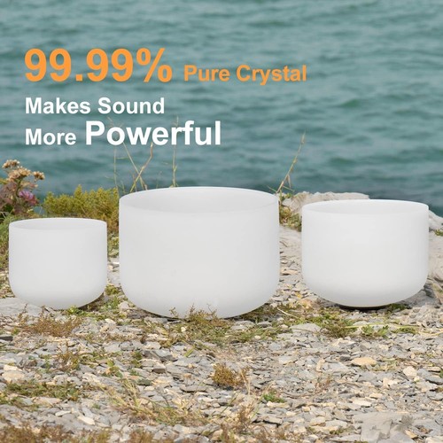 CVNC Crystal Singing Bowl with Carry Case Set of 3 PCS 440HZ 6" 8" 10" - Picture 2 of 9