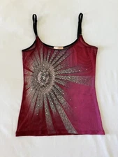 Roberto Cavalli SS2000 Mesh Diamond Diamanté Top S