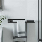Towel Rack Black Stainless Steel 40 x 9 x 4 cm Brushed Wall-Mount Self-Adhesive