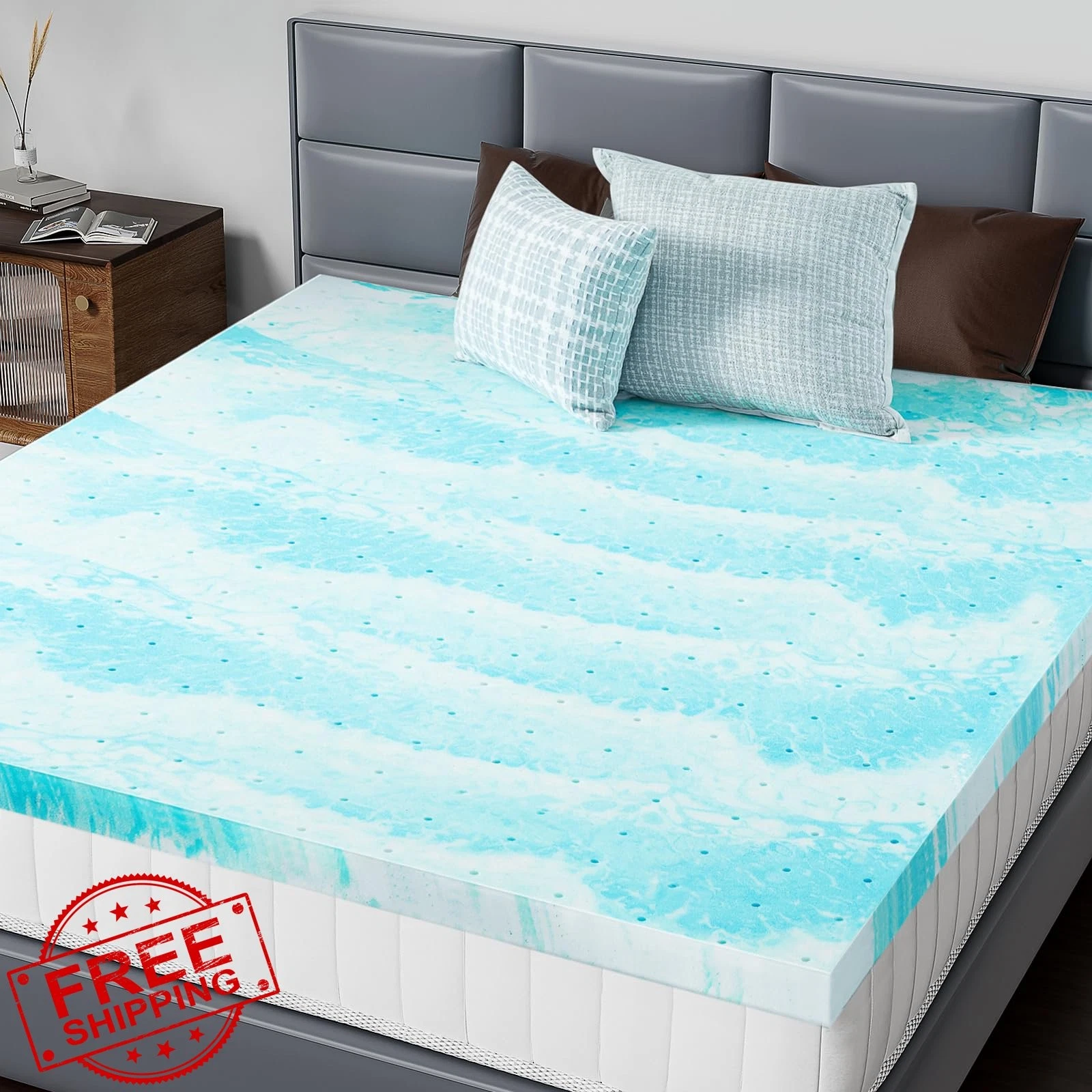 DUMOS Mattress Toppers Memory Foam Queen Size, 3 Inch Thick Bed Topper Pad Co...