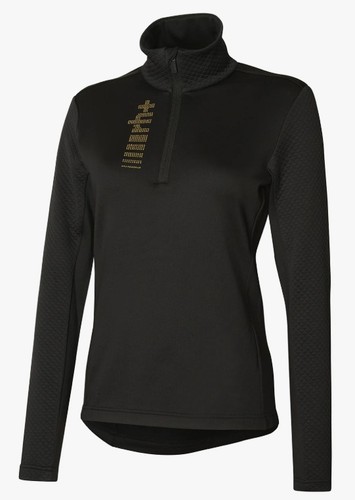 Rh+ Iside W Jersey Black Micropile 1/2 Zip Logo Strass Oro Donna IND3117 900 - Imagen 1 de 3