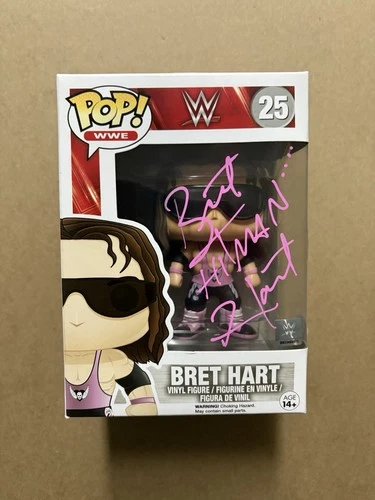 WWE Bret Hart Funko Pop 25 Vaulted Signed Autograph JSA Witness COA