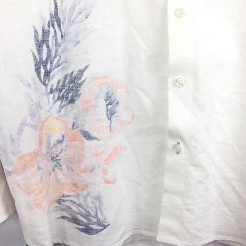 Tommy Bahama White LS Linen Reverse Print South Pacific Escape Floral Size L - Picture 3 of 8