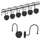 Shower Curtain Hooks, 12 Pack Imitation Wood Grain Resin Black Round-black Hook