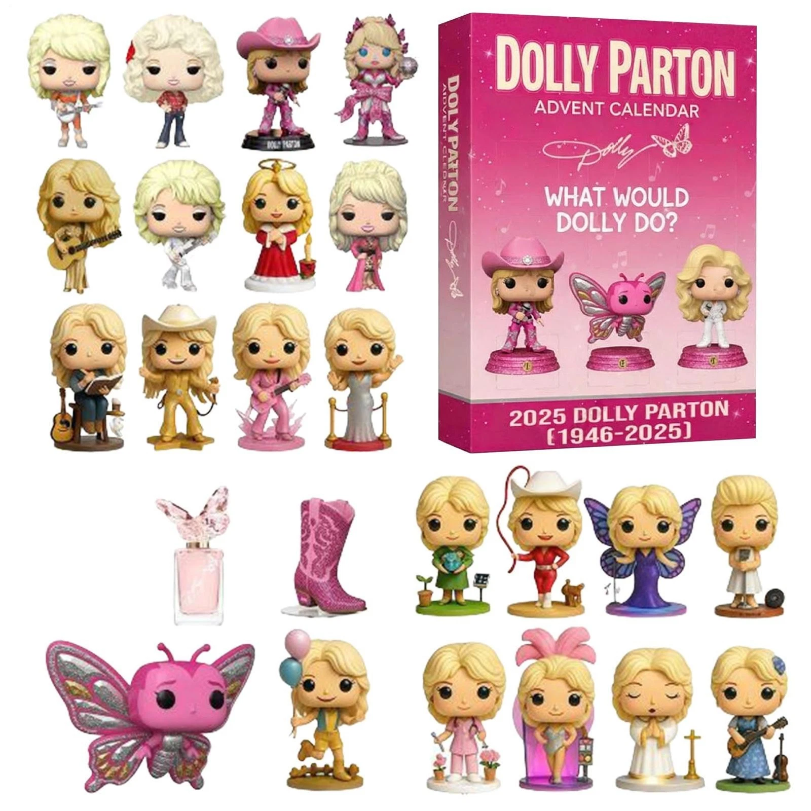 2025 Music Lover Christmas Advent Calendar Acrylic Dolly Parton 24 Days Decor