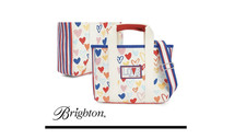 Brighton Tote Bag Mini Red White and You Canvas with Hearts &Love RT $150 NWT US