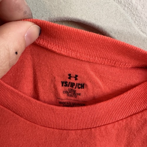 Under Armour Boys T-Shirt Size S Orange Short Sleeve Graphic Logo - Picture 3 of 3