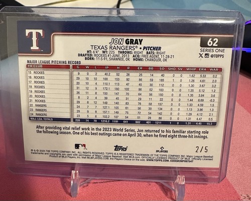 2025 Topps Serie 1 Jon Grigio Holiday Easter Foil /5 Annaffiatoio #62 - Foto 2 di 2
