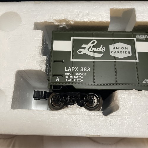 K-Line 6-22414 LINDE 40’ Boxcar w/interior ALUMINUM Tank UNION CARBIDE O-Scale - Picture 2 of 5
