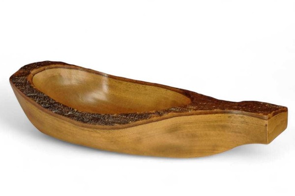Mangoholz Schale 38 Cm Rinde LäNglich Dekoschale Obstschale Thailand Unikat Deko-image