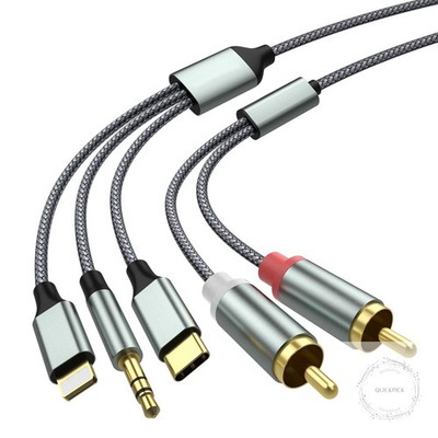 Lightning to RCA Cable Audio Aux Adapter,RCA to 3.5mm Cable，USB C to 2 RCA Audio