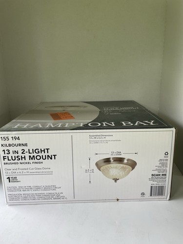 Hampton Bay Kilbourne 13 in. 2-Light Brushed Nickel Flush Mount 155 194 - Picture 3 of 3